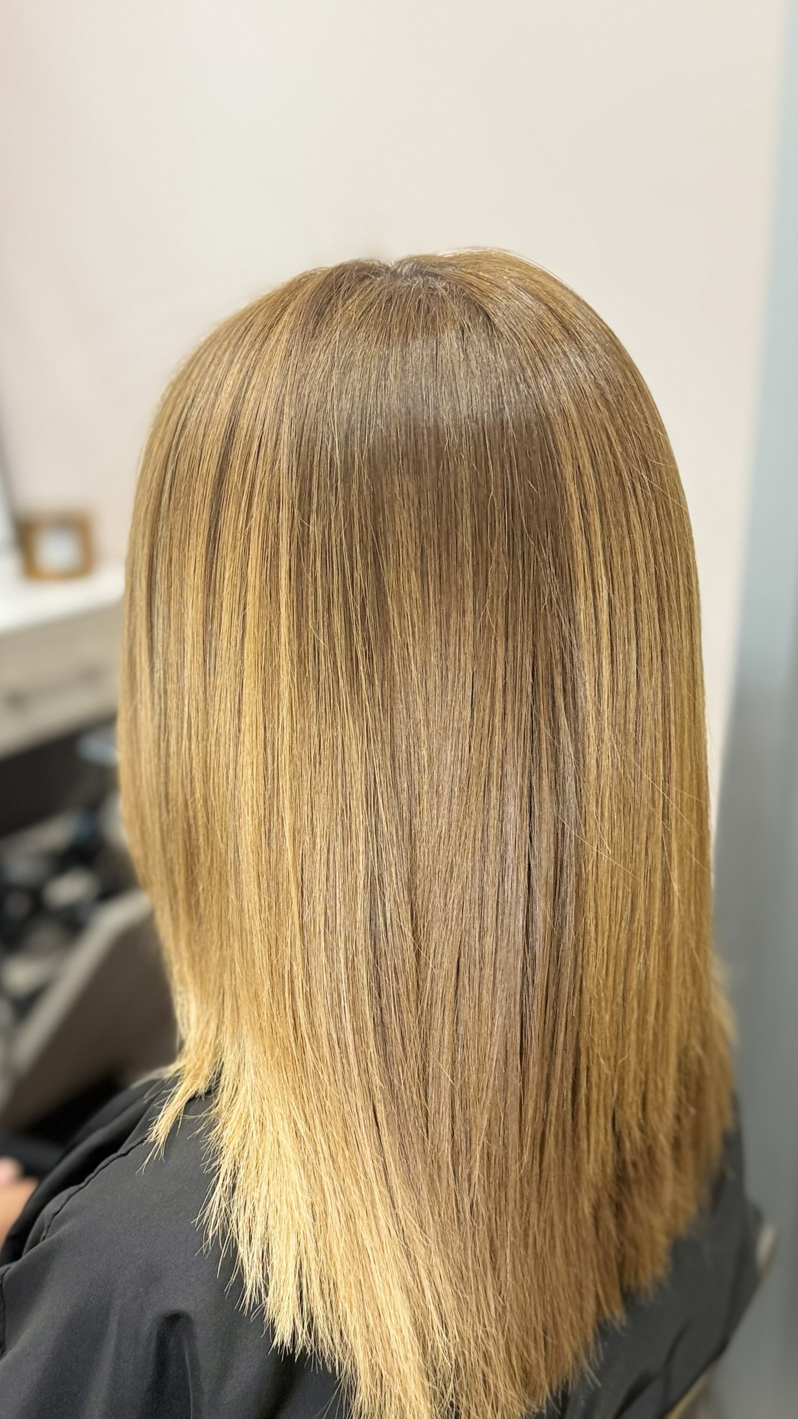 After Hair Botox treatment with smooth shiny finish